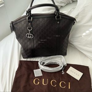 Gucci Monogram Top Handle Tote/Luggage